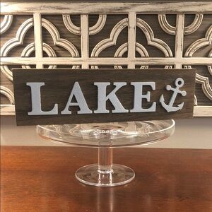 Rustic Brown and White Lake Sign